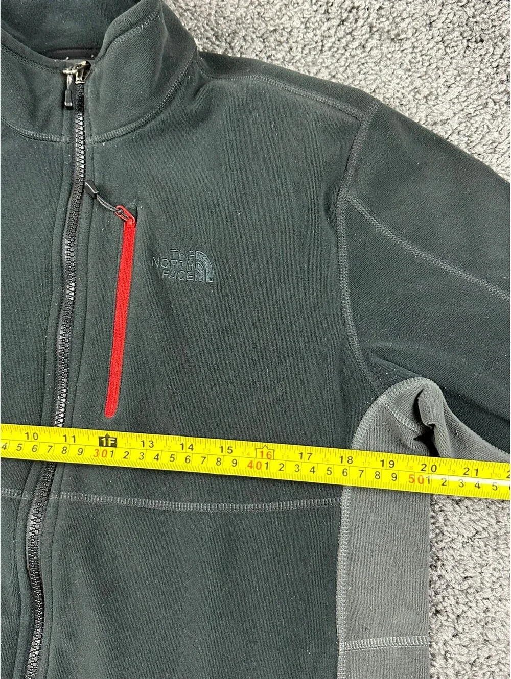 The North Face Polartec Fleece Jacket Mens Medium Full Zip Black Grey